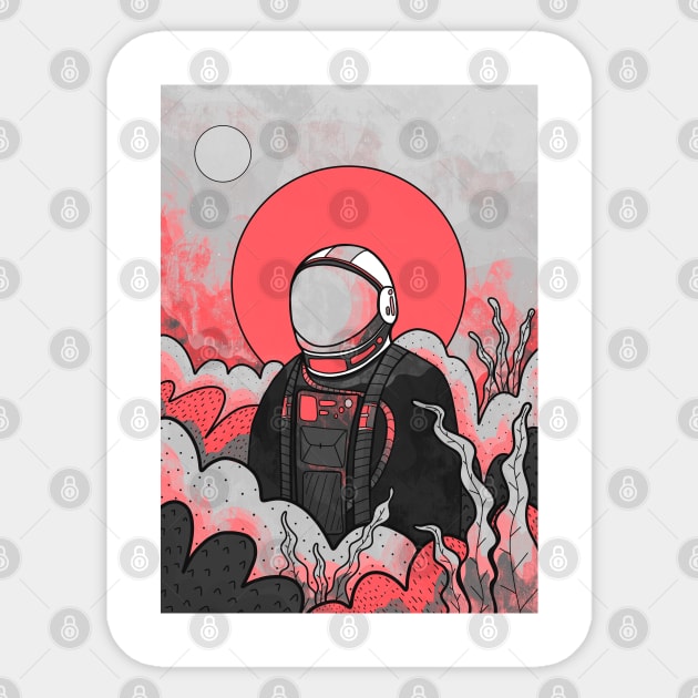 The Red Planet Explorer Sticker by Swadeillustrations